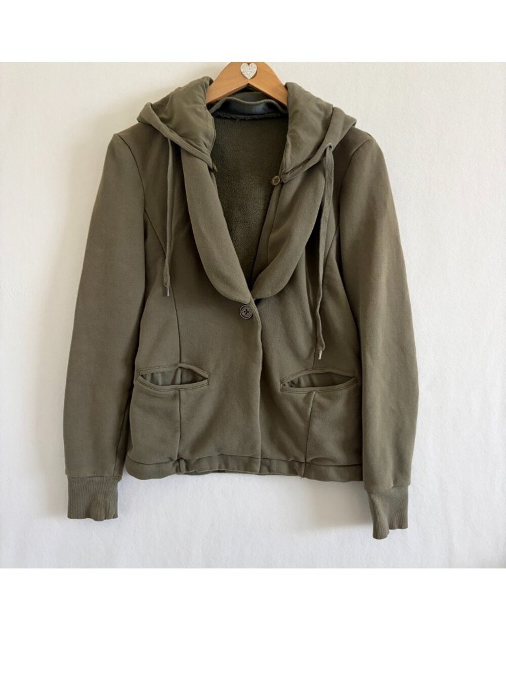 Armani Exchange Hoodie Blazer Jacket Womens Size Medium Olive Green
